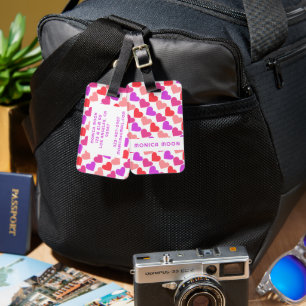 HEARTS Modern Groovy Valentine Bridesmaid CUSTOM Luggage Tag