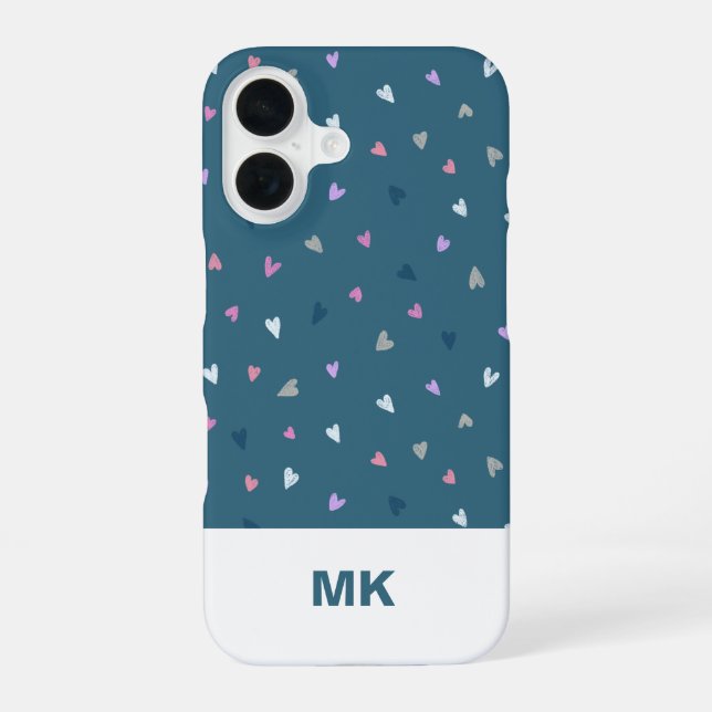 Hearts Modern Monogram iPhone Case (Back)
