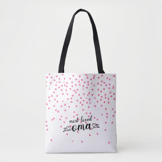 Hearts Most Loved Oma Tote Bag (Front)