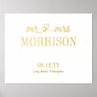 Hearts Mr & Mrs Last Name Wedding Date