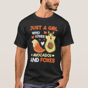 Hearts Nature Animal Girls Women Cute Avocado Fox T-Shirt