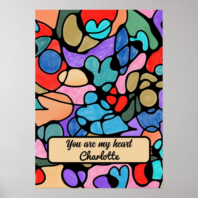HEARTS NEUROGRAPHIC DIGITAL WATERCOLORS POSTER (Front)
