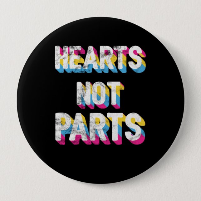 Hearts Not Parts Pansexual Pride LGBT Pan 10 Cm Round Badge (Front)