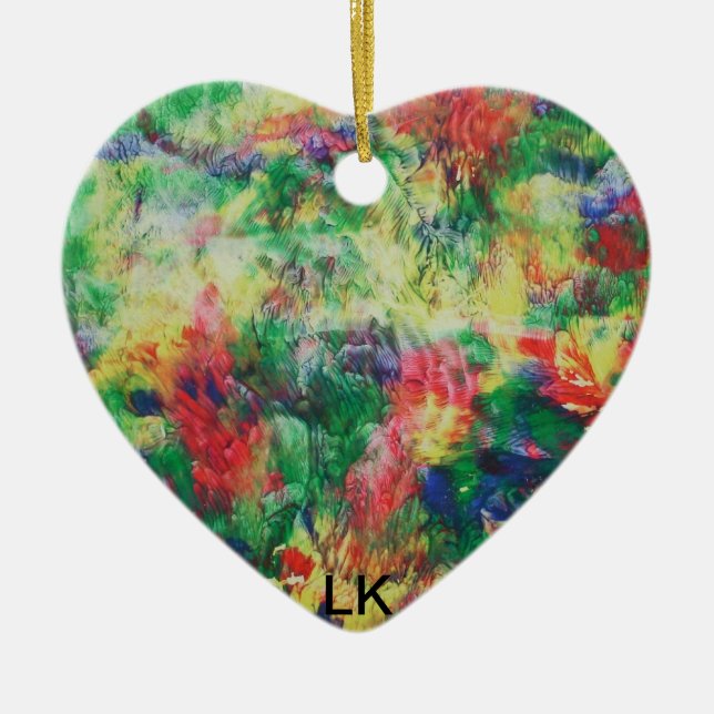 hearts of colour ceramic tree decoration (Front)