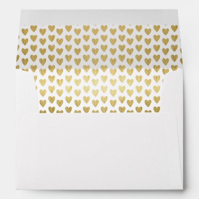 Hearts of Gold Decorative Wedding Lined Envelopes (Back (Bottom))