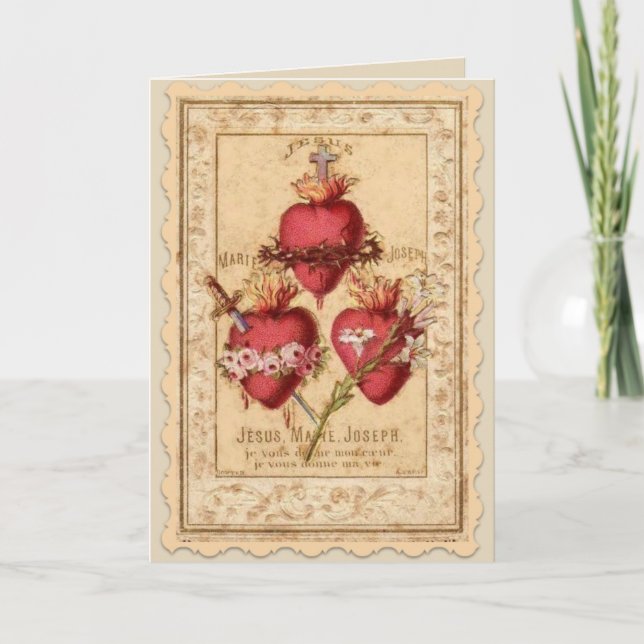 Hearts of Jesus, Mary, & Joseph Card (Front)