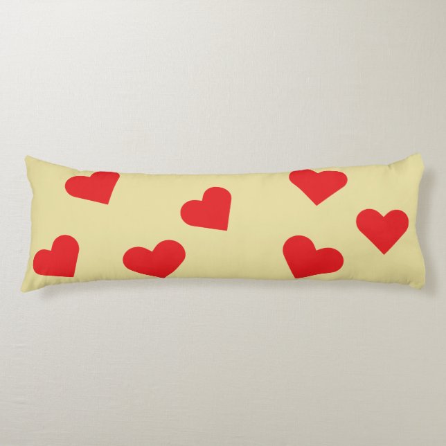Hearts of Joy: Colourful Red and Yellow Home Décor Body Cushion (Front)