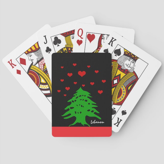 Hearts of Lebanon, Lebanese Flag, Love Trees Playing Cards (Back)