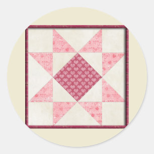 Hearts of Love Quilt Classic Round Sticker