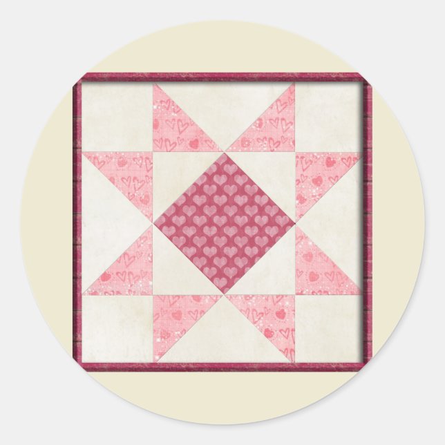 Hearts of Love Quilt Classic Round Sticker (Front)