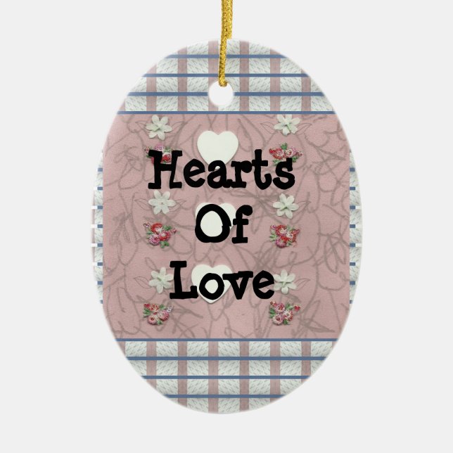 Hearts Of Love Three Ceramic Tree Decoration (Front)