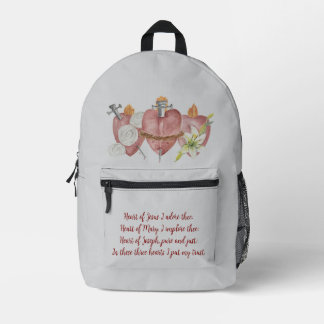 Hearts of the Holy Family Printed Backpack