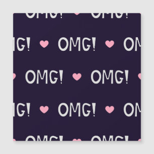 Hearts, OMG text, cute pattern