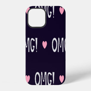 Hearts, OMG text, cute pattern iPhone 12 Case