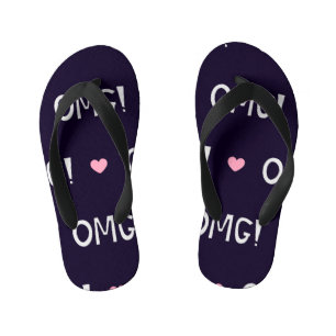 Hearts, OMG text, cute pattern Kid's Jandals