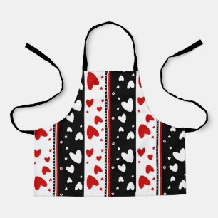 Hearts on a black and white background Apron