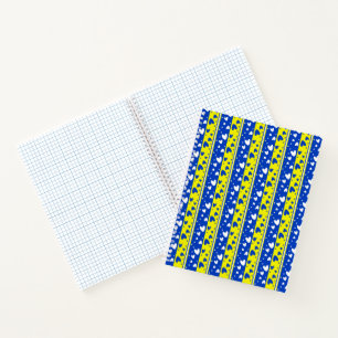 Hearts on a blue and yellow background notebook