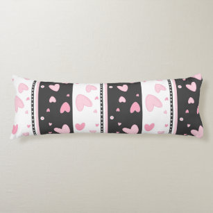  Hearts on a grey and white background Body Cushion