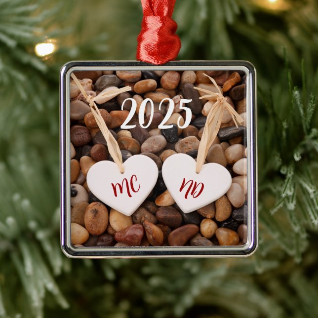Hearts on a Pebble Beach Ornament (Tree)
