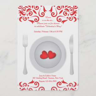 Hearts on a Plate Valentine's Day Invitation