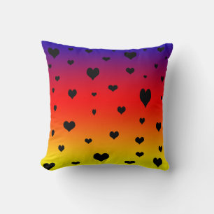 Hearts On A Rainbow Colour,  Throw Cushion. Cushion