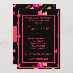 Hearts on Black Invitation