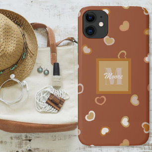 Hearts on Brown in Rustic Earthtones
