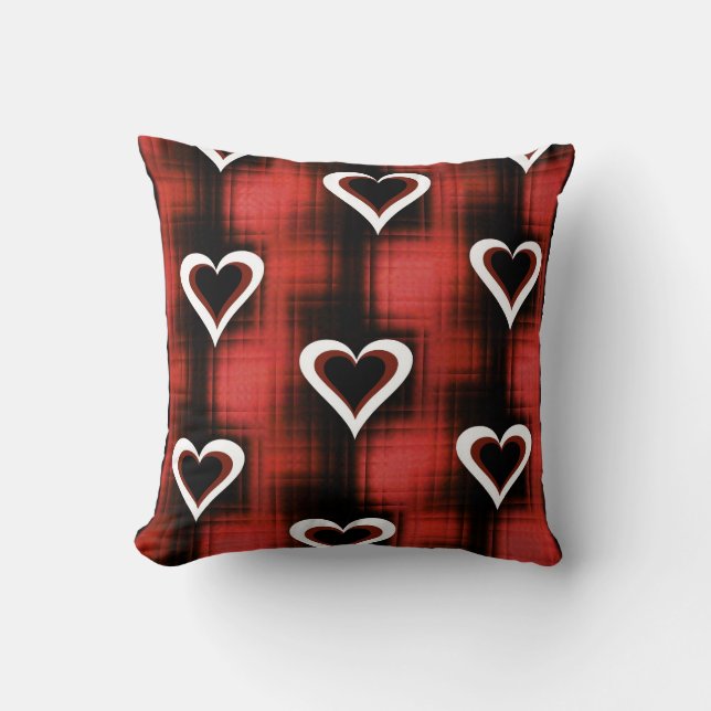 Hearts On Chequerboard Cushion (Front)