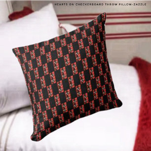 Hearts On Chequerboard Cushion