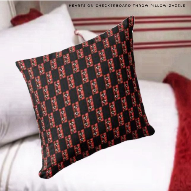 Hearts On Chequerboard Cushion (Creator Uploaded)