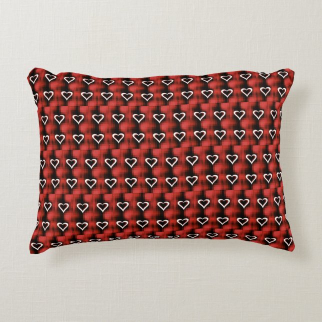 Hearts On Chequerboard Decorative Cushion (Front)