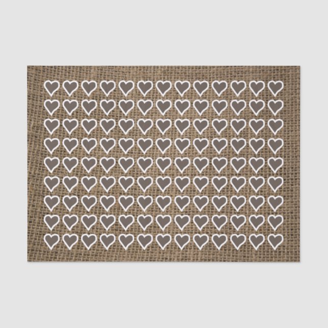 Hearts on Dark Burlap Tissue Paper (Front)
