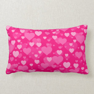 Hearts on Girly Pink Lumbar Cushion