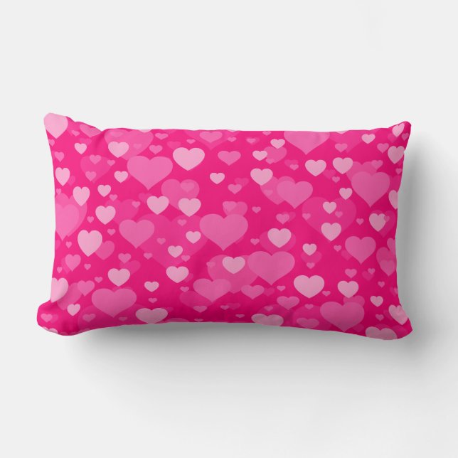 Hearts on Girly Pink Lumbar Cushion (Front)