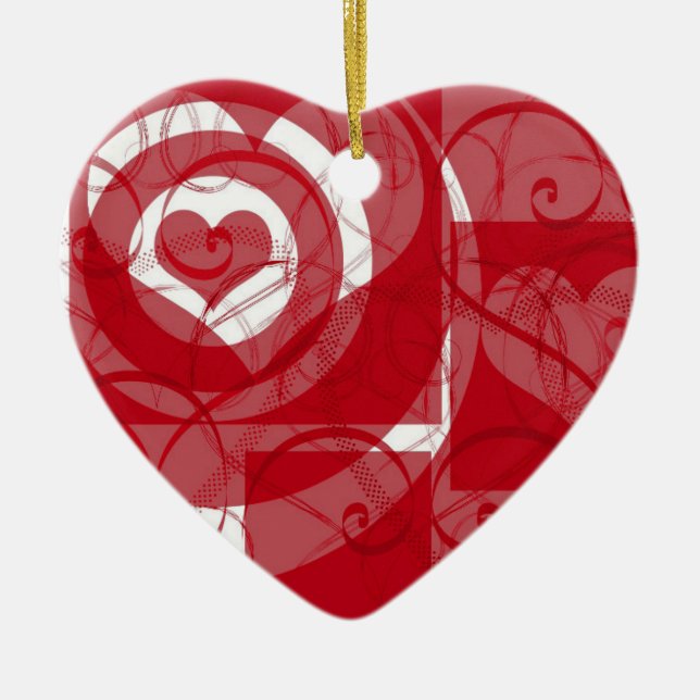 Hearts on Hearts Valentine Ceramic Tree Decoration (Front)