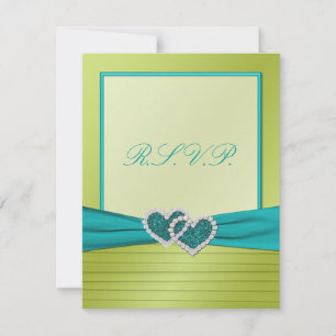 Hearts on Lime Pleats with Turquoise R.S.V.P. Card