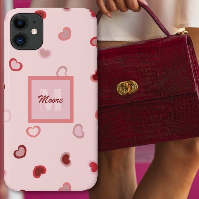 Hearts on Pastel Pink in Pink to Red Ombre Case-Mate iPhone Case (Hearts on Pastel Pink in Pink to Red Ombre Case-Mate iPhone Case by Leapfroglisics Shop)