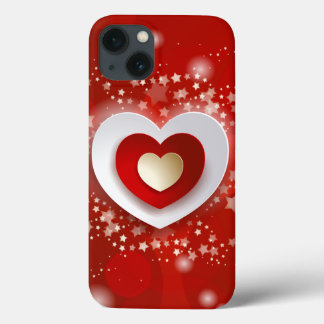 Hearts on red background iPhone 13 case