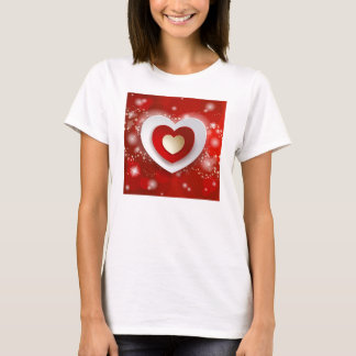 Hearts on red background T-Shirt