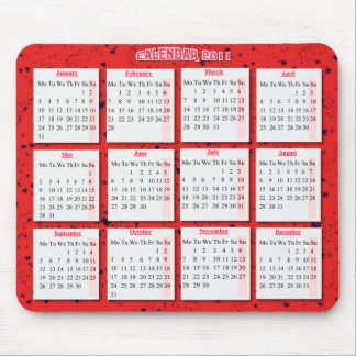 Hearts on red mousepad/ calendar mouse pad