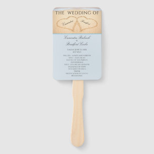 Hearts on the Beach Wedding ceremony program Hand Hand Fan