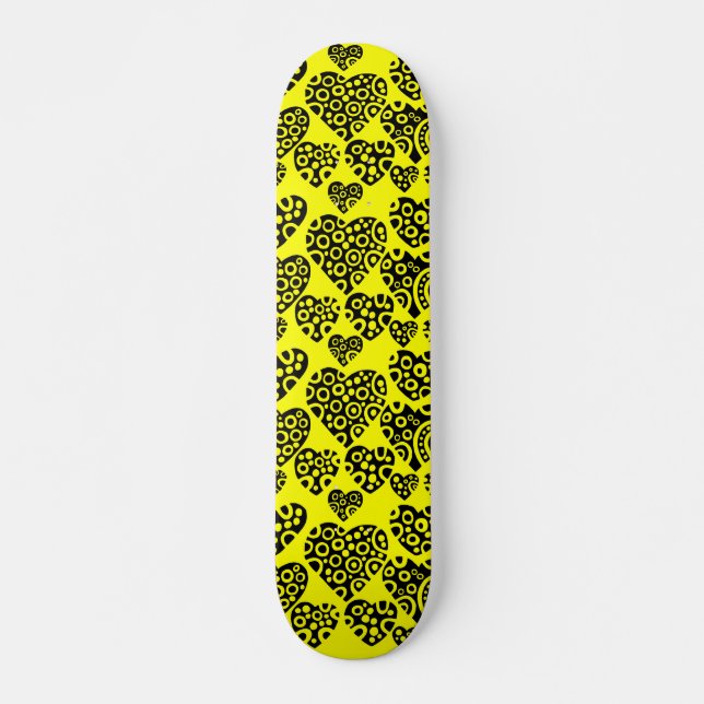 Hearts on Yellow Skateboard (Front)