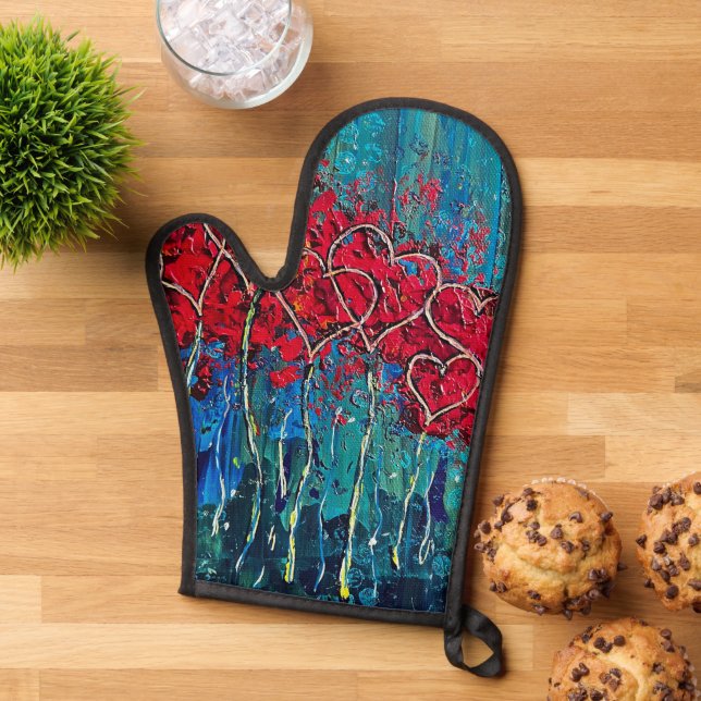 Hearts Oven Mitt Pot Holder (Top down)