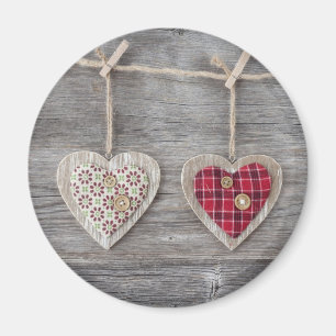 Hearts over a Wooden Table Magnet