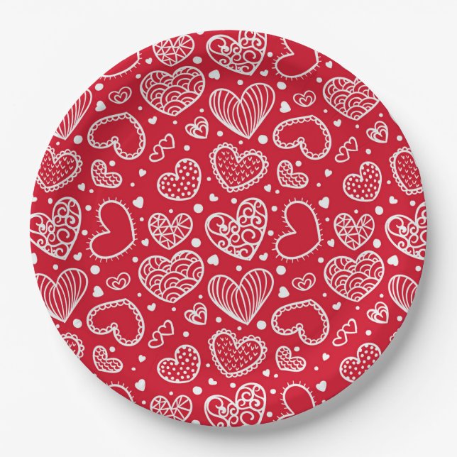 Hearts Paper Plate (Front)