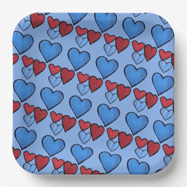 Hearts                                             paper plate (Front)