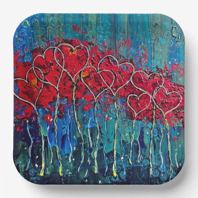 Hearts Paper Plates (Front)