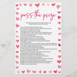 Hearts Pass The Prize Bridal Shower Game Stationery