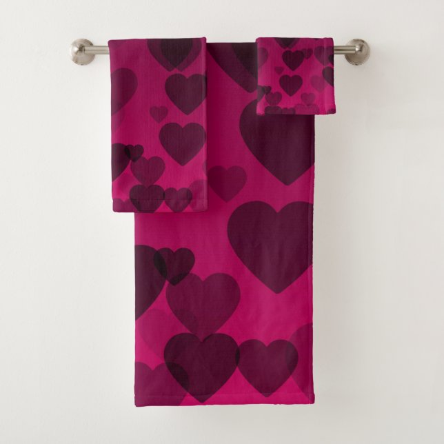 Hearts Pattern 18 Bath Towel Set (Insitu)