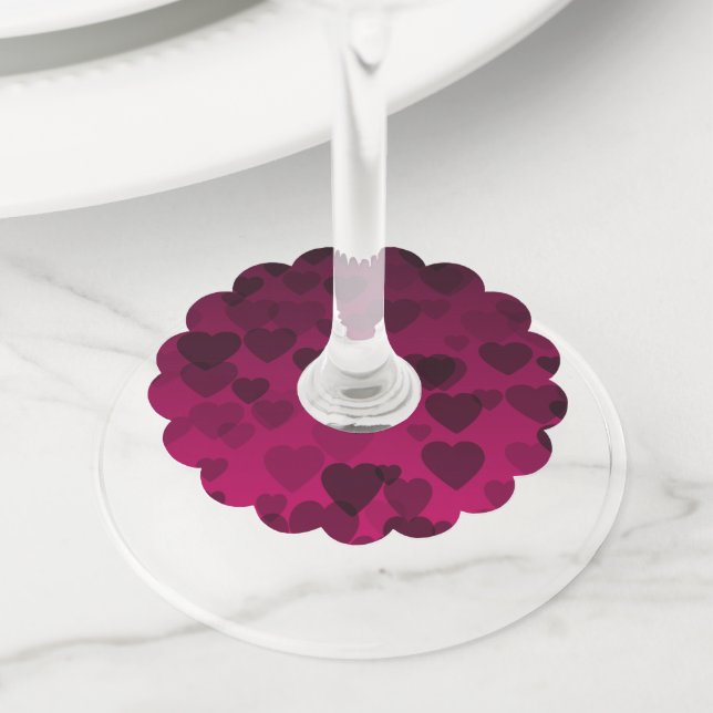 Hearts Pattern 18 Wine Glass Tag (Close Up)
